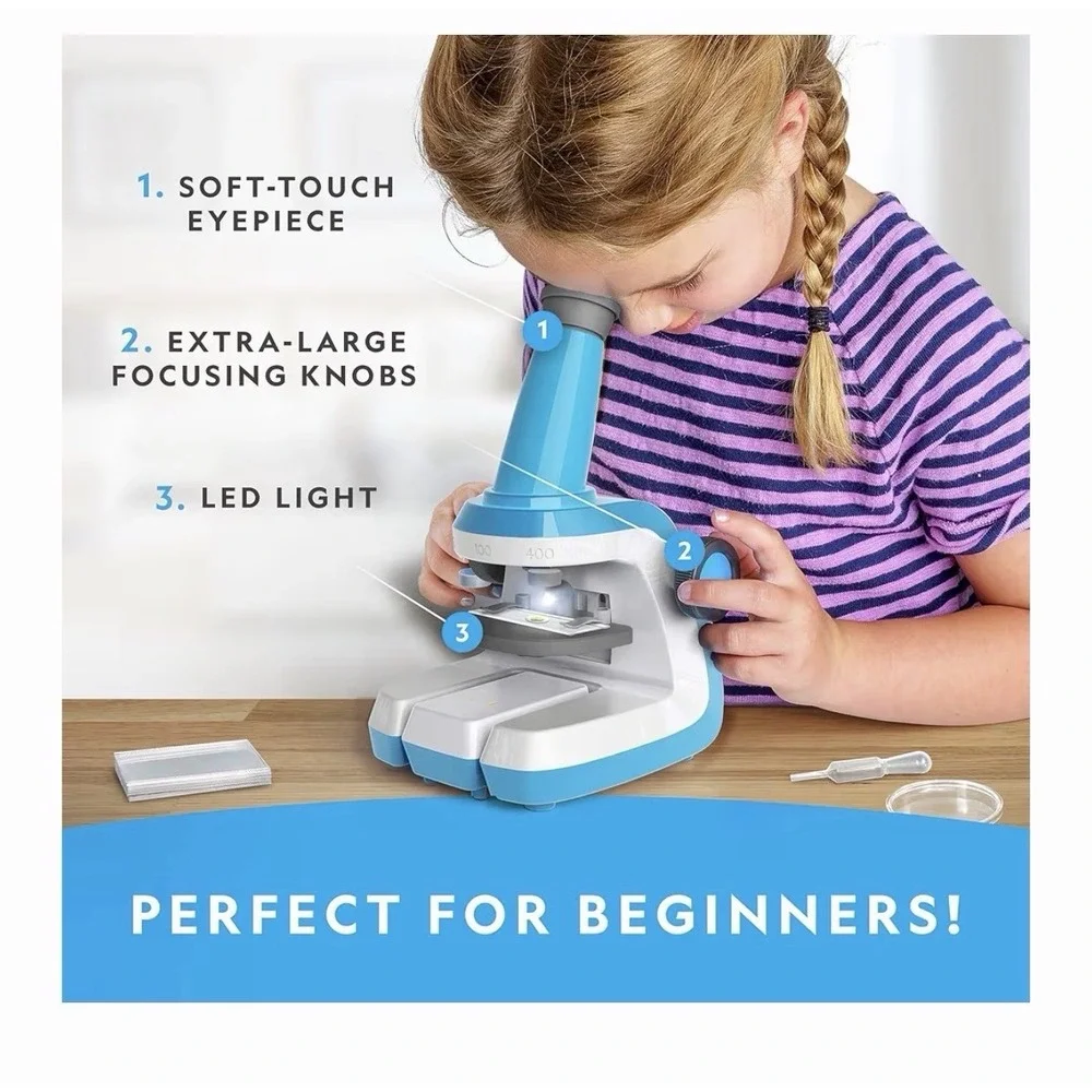National Geographic Explorer Series Microscope for Kids 400X Zoom, 35+ Piece Set